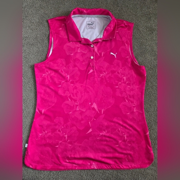⭐️Puma Pink Floral Polo Shirt - Picture 1 of 7